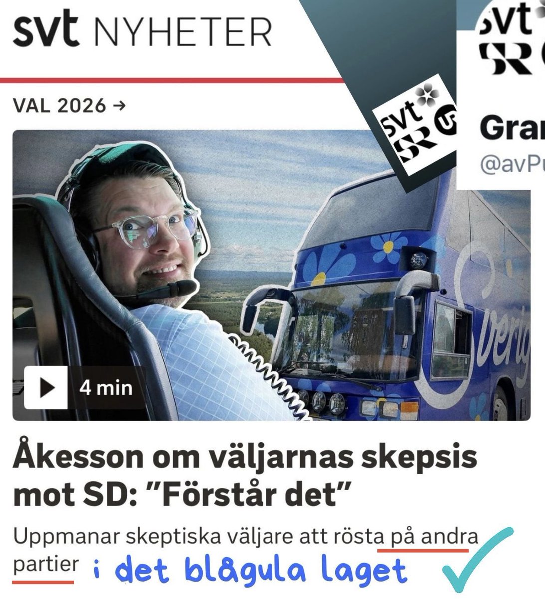 avPublicService's tweet photo. Varsågoda @SVT – Vi rättade texten till vad Jimmie Åkesson faktiskt sa i intervjun #Val2026

@SVTNyheter #journalistik SVT: Åkesson om väljarnas skepsis mot SD: ”Förstår det” https://t.co/8XNa5dITrV https://t.co/c1sJTwjwUL