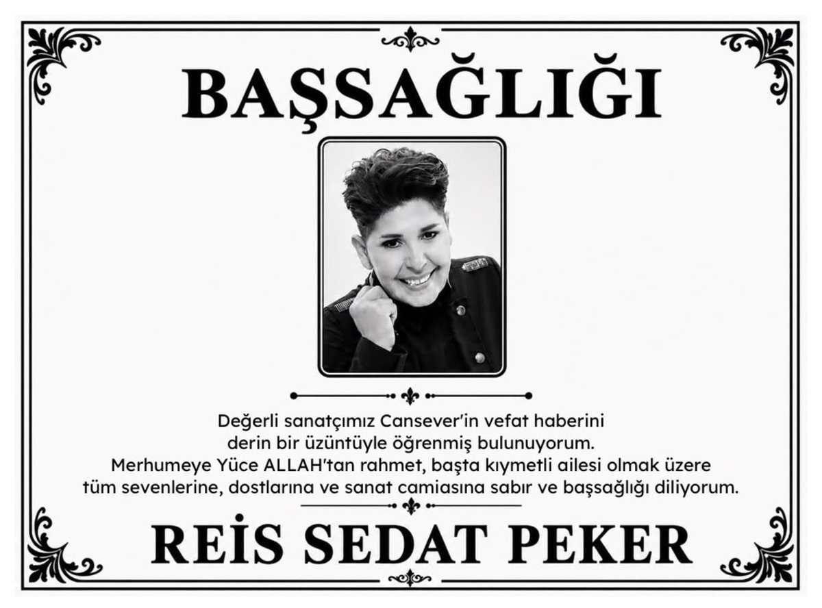 ZlemMeral's tweet photo. Arabeskin güçlü sesi Cansever’i kaybettik.
Ağla Gözbebeğim, Kime Bu İnat, Kara Çadır...
Şarkıların hep yanımızda kalacak.
Allah rahmet eylesin, mekânı cennet olsun.
@sedat_peker https://t.co/CRFxWKBSij