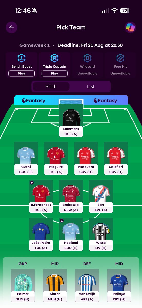 Luca5481's tweet photo. @FPL__Lad I think kinsky and mbuemo wirtz is too risky for me this year 

Any advice on mine https://t.co/fz8vJHSknk