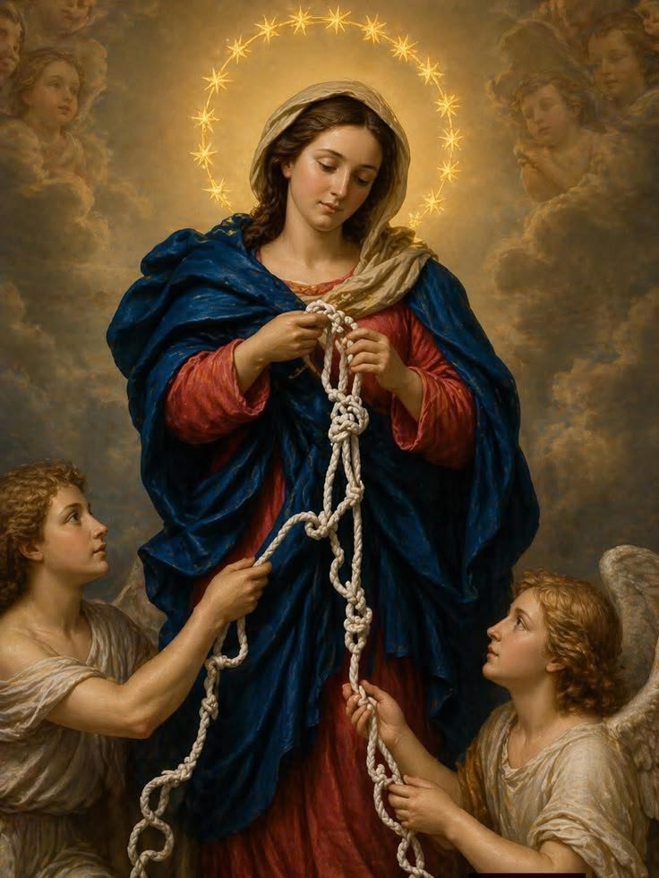 JustAdaugoijele's tweet photo. Our Lady, Undoer of Knots,
Undo the ribbons of knots of problems and worries paralyzing and frustrating our lives and homes. https://t.co/z54zWxe7Gr