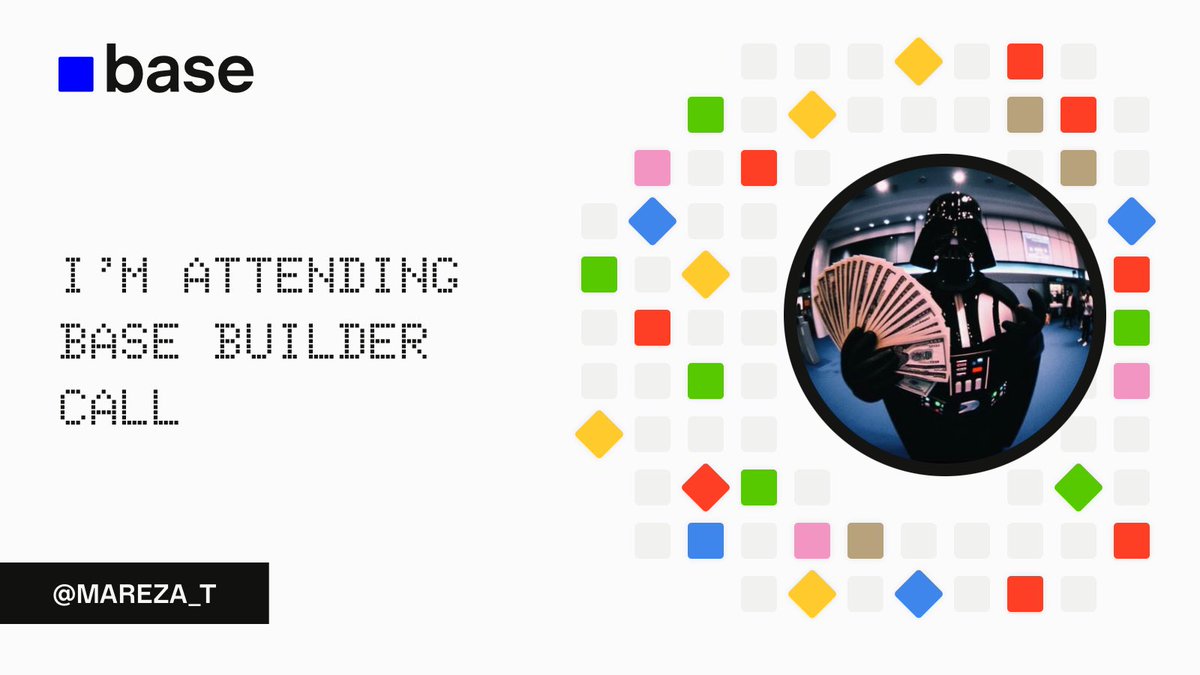 mareza_t's tweet photo. I’m attending the @base Builder Call.

Create your card: https://t.co/QVZ075f9n2 https://t.co/aaW0IWifYS