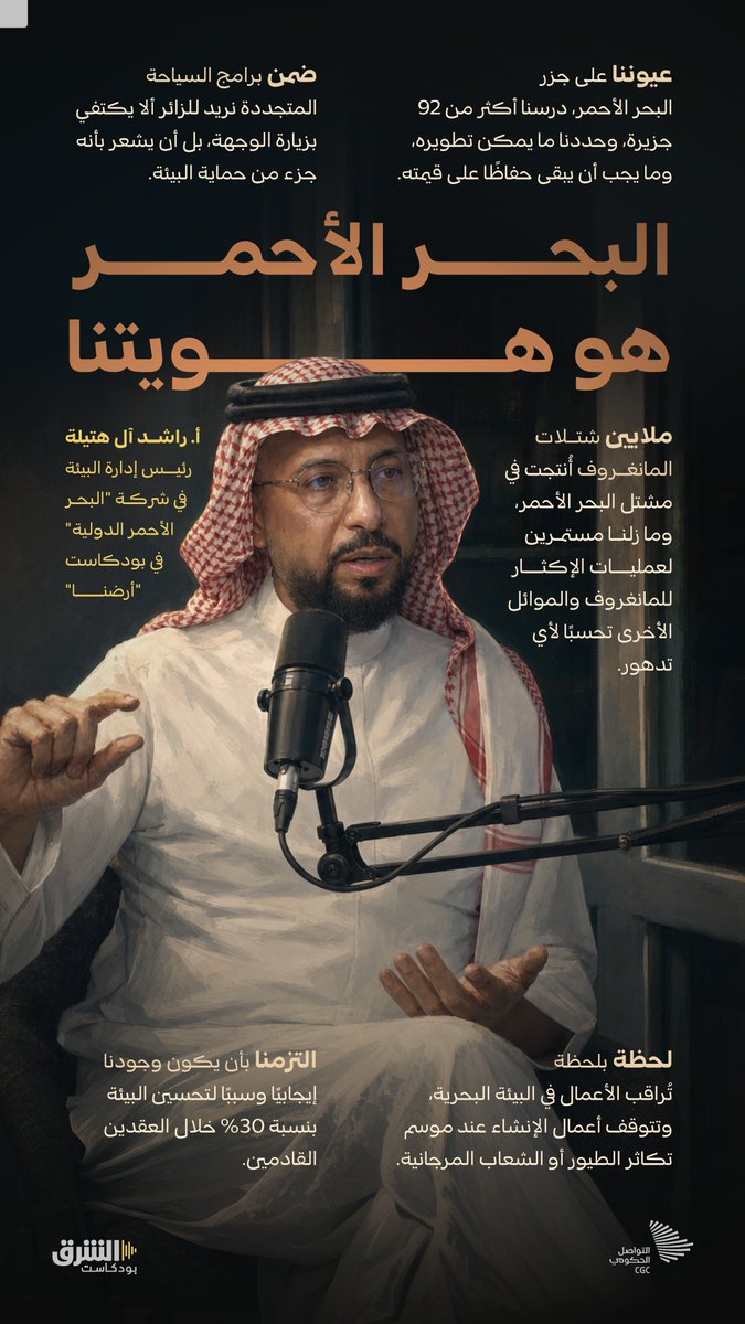 CGCSaudi's tweet photo. "التزامنا أن يكون وجودنا سببًا لتحسين البيئة"؛ مقتطفات من حوار رئيس إدارة البيئة في "البحر الأحمر الدولية".