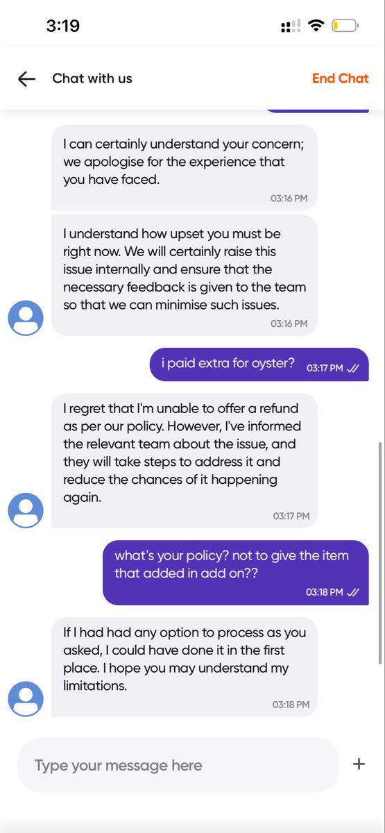 manish__acharya's tweet photo. @SwiggyCares is this how your customer service behave? https://t.co/dYbNWJqmVG
