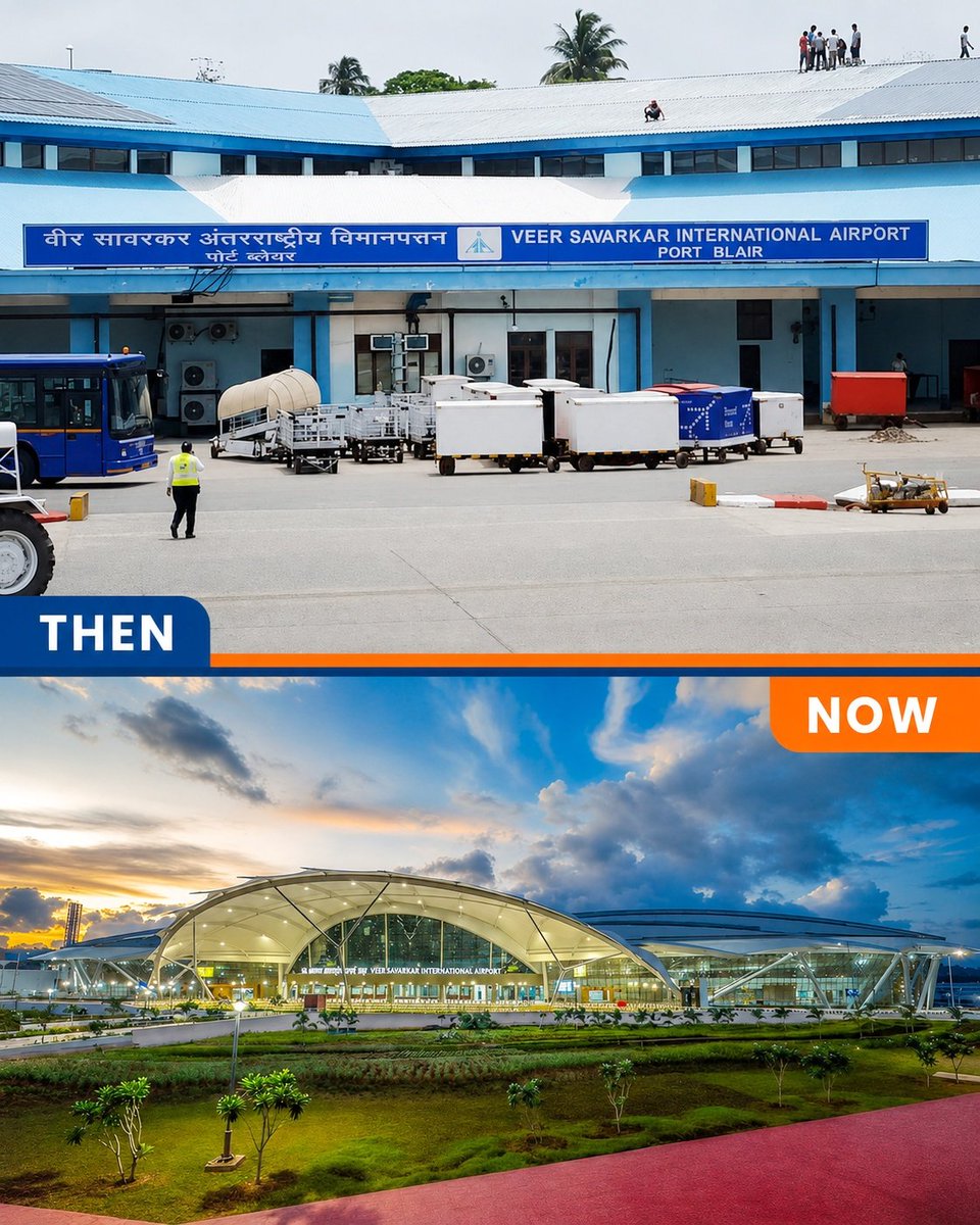 Ind_Whitepill's tweet photo. Veer Savarkar International Airport "Then vs Now" https://t.co/lJxFKjfbuI