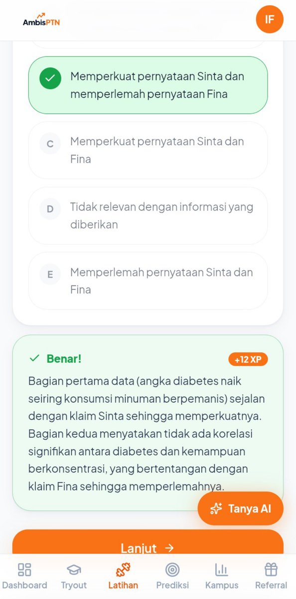 sociallwelfare's tweet photo. DAN ADA PEMBAHASAN JUGA LOH 🤯⭐ 

karena menurutku latihan soal tanpa evaluasi itu kurang maksimal.

di AmbisPTN ada bagian latihan + pembahasan, jadi setelah ngerjain kita bisa lanjut memahami soal yang salah.

targetnya bukan cuma:

❌ salah → tahu jawaban → selesai

tapi:

❌ salah → tahu kenapa salah → belajar konsepnya → coba lagi.