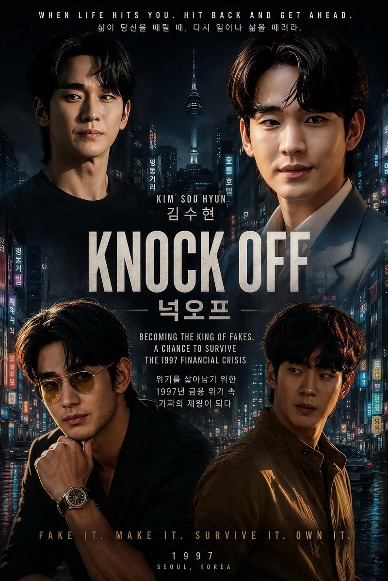 dgovis84's tweet photo. KNOCK OFF | Cuando sobrevivir se convierte en un negocio

¿Qué harías si la vida te golpeara y te dejara sin nada?

En Knock Off, Kim Soo-hyun interpreta a Kim Seong-jun, un hombre cuya vida cambia radicalmente tras la crisis financiera asiática de 1997.

Lo que comienza como una necesidad de sobrevivir lo lleva al mundo de las falsificaciones, donde descubre un mercado enorme y una oportunidad inesperada para cambiar su destino.

De intentar salir adelante…
a convertirse en el rey del mercado de las falsificaciones. 

Cuando la vida te golpea… golpea de vuelta.

Una historia de supervivencia, ambición, dinero, riesgo y poder, ambientada en una Corea que intenta levantarse después de una de las mayores crisis económicas de su historia.

🇰🇷 KNOCK OFF | 넉오프
1997. Una crisis. Una oportunidad.
¿Hasta dónde llegarías para sobrevivir?

Kim Soo-hyun is ready to knock back.
@DisneyPlusKR 

#DisneyReleaseKnockOff 
LET IT STREAM
#ReleaseKnockOff #KimSooHyun #KnockOff #ListenToTheFans
#KimSooHyun #KimSooHyunKnockOff #KnockOff #넉오프 #DisneyPlus #DisneyReleaseKnockOff #KimSooHyunGlobalFans #Hyunnies