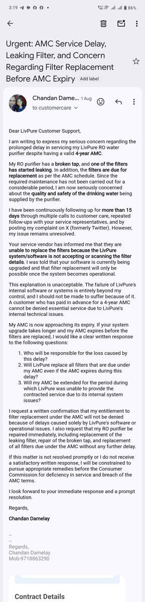 ChandanDamelay's tweet photo. @Livpure_India again the call was closed without any action, I have written everywhere and Now filter is leaking, what you are expecting next?
@jagograhakjago
@nch1915 https://t.co/dL5VyWcG2C