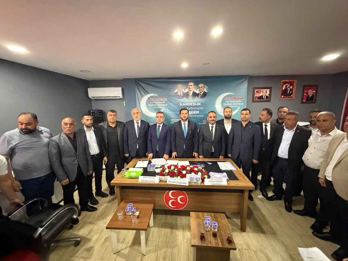Sanliurfa_MHP's tweet photo. 📍 CEYLANPINAR

MYK Üyemiz Sayın M. Çağatay Yıldız'ın Divan Başkanlığını gerçekleştirdiği, “Kardeşlik Kalbimizde, Gelecek Aklımızda” temalı Milliyetçi Hareket Partisi Şanlıurfa Ceylanpınar İlçe Başkanlığımızın Olağan İlçe Kongresi’ni; İl Yönetim Kurulu Üyelerimiz, İlçe Başkanlarımız, İlçe Yönetim Kurulu Üyelerimiz ve kıymetli dava arkadaşlarımızın katılımlarıyla büyük bir coşku, birlik ve beraberlik içerisinde gerçekleştirdik.

Türkmen Beyimiz, Liderimiz Sayın Devlet Bahçeli Beyefendi’nin çizdiği istikamet doğrultusunda; ülkücü iradenin sarsılmaz duruşu, teşkilat disiplini ve dava şuuruyla çalışmalarımızı kararlılıkla sürdürüyoruz.

Kongremizin partimize, teşkilatımıza, Ceylanpınar’ımıza, Şanlıurfa’mıza ve aziz milletimize hayırlı olmasını temenni ediyor; Ceylanpınar İlçe Başkanımız Sayın Halil Tetik'e görevinde üstün başarılar diliyor, birlik ve beraberlik içerisinde Liderimizin izinde kutlu yürüyüşümüze aynı azim ve kararlılıkla devam ediyoruz.

@dbdevletbahceli 
@MHP_Bilgi 
@mcagatayyildiz 
@ayyildirim1 
@Ulku_Ocaklari 
@eczosmanmutlu