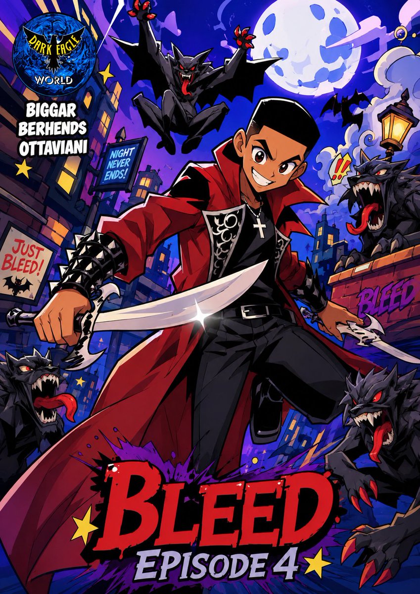 darkeagleworld's tweet photo. Dark Eagle World Ent.
Presents: Vampire Vengeance - 
Animation meets live-action!!!

Bryce Copperfield  also known as Bleed — The Teenager Bleeder -

My name is Bryce Copperfield.
I was born a vampire.
But now…  I am a Bleeder.

Vampire blood runs through my veins. 
@milesbrown https://t.co/yQBGf9fCLc