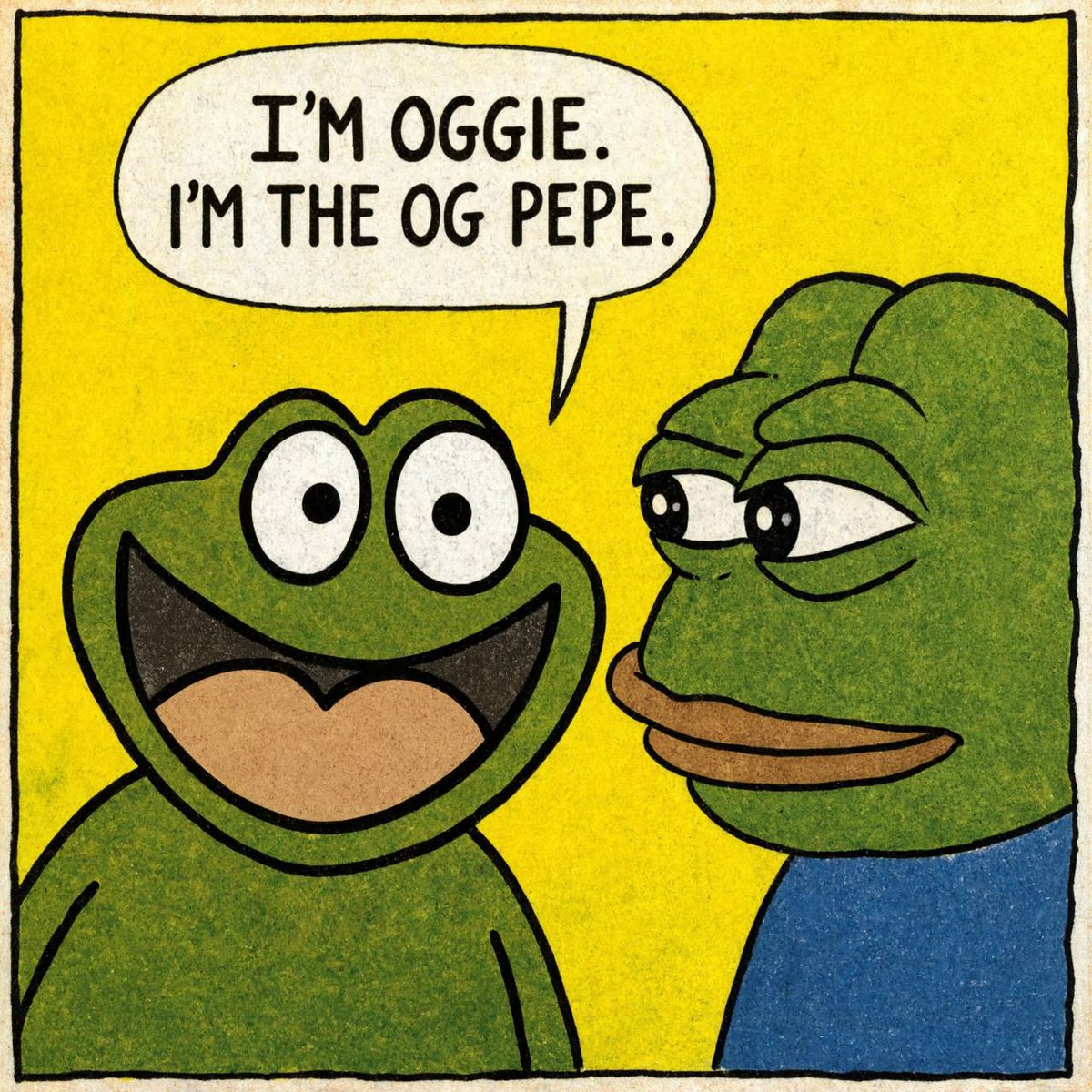 OggieFrogSol's tweet photo. Pepe is just a cheap knock-off. I am the real deal. https://t.co/NtP3vQggxr