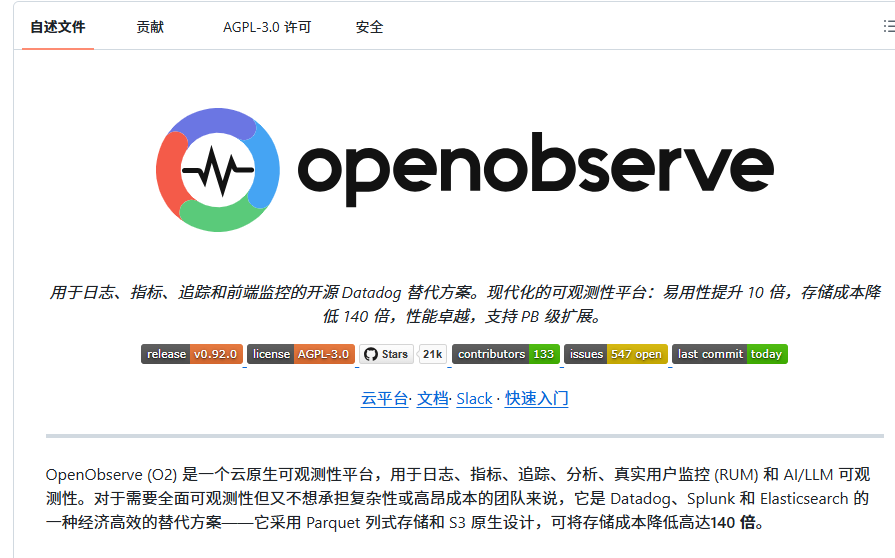 XAMTO_AI's tweet photo. OpenObserve 在圈子里炸了，基于 Rust 的可观测平台，专门收拾那些贵得离谱的日志工具。AGPL-3.0 协议，单文件部署，几分钟搞定。

存储成本暴降 140 倍：Parquet + S3 架构，占用小到夸张

全打包：日志、指标、链路追踪、前端 RUM、LLM 监控，一套全搞定

查询零门槛：SQL 或 PromQL 直接查，不用学自研语法

部署极度简单：单个二进制文件扛 TB 级数据，告别集群维护噩梦

省流：商业替代方案，开源免费，值得一试。

🔗 ：
https://t.co/3IXnWI60G2