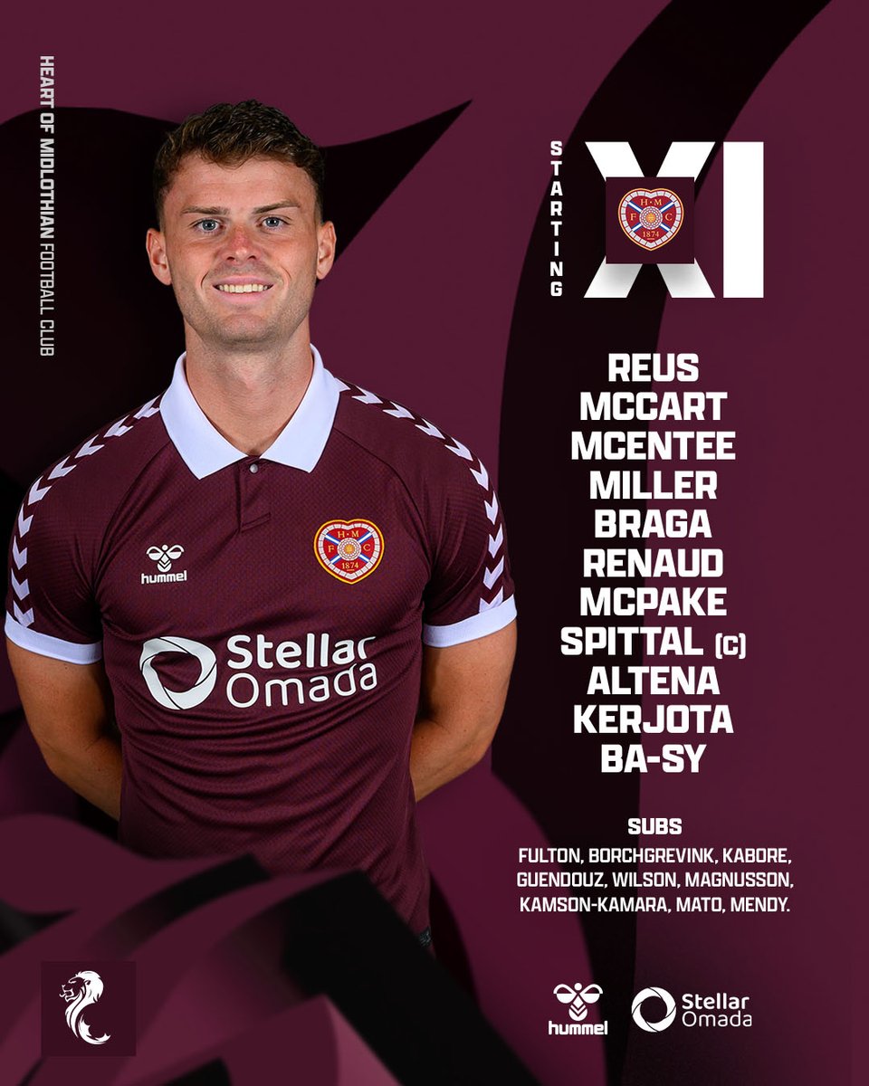 JamTarts's tweet photo. 📋 TEAM NEWS 

Today's XI to take on Dundee United at Tynecastle Park 

Live on PPV 👉 https://t.co/HXSHd8TKCM https://t.co/kiKe3lRm9n
