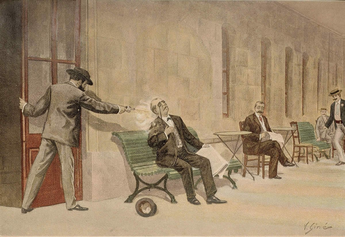 Asiablog_it's tweet photo. #8AGOSTO 1897🇪🇸🇮🇹

L'anarchico italiano Michele Angiolillo uccide il primo ministro spagnolo Cánovas del Castillo alle terme di Santa Águeda per vendicare la brutale repressione, le torture e le esecuzioni degli anarchici durante il processo di Montjuïc dell'anno precedente. https://t.co/w6HgWV3mZT