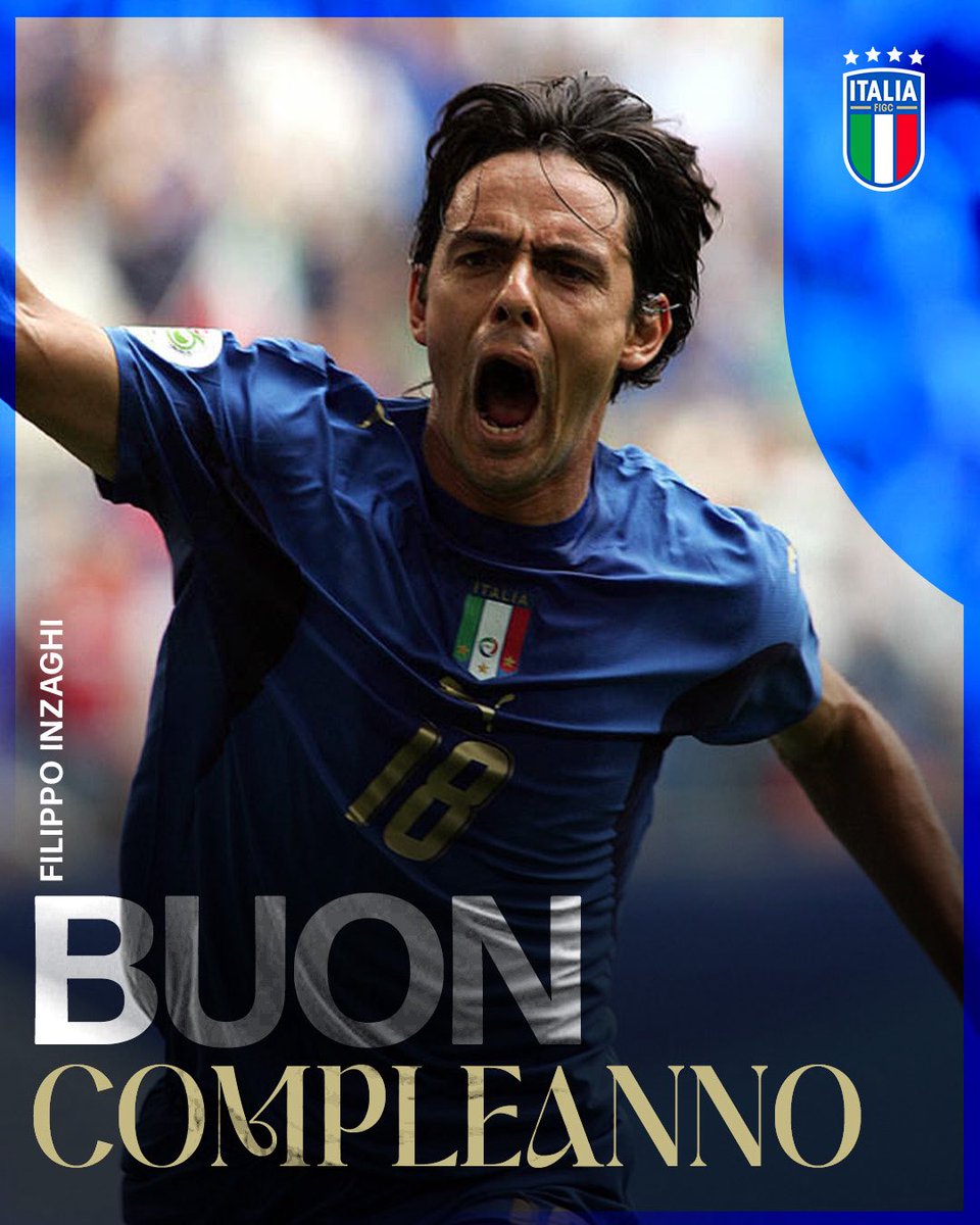 Azzurri's tweet photo. Buon compleanno 💙🎂🇮🇹

#Inzaghi
#Nazionale #Azzurri #VivoAzzurro https://t.co/SIZOEVsqwV