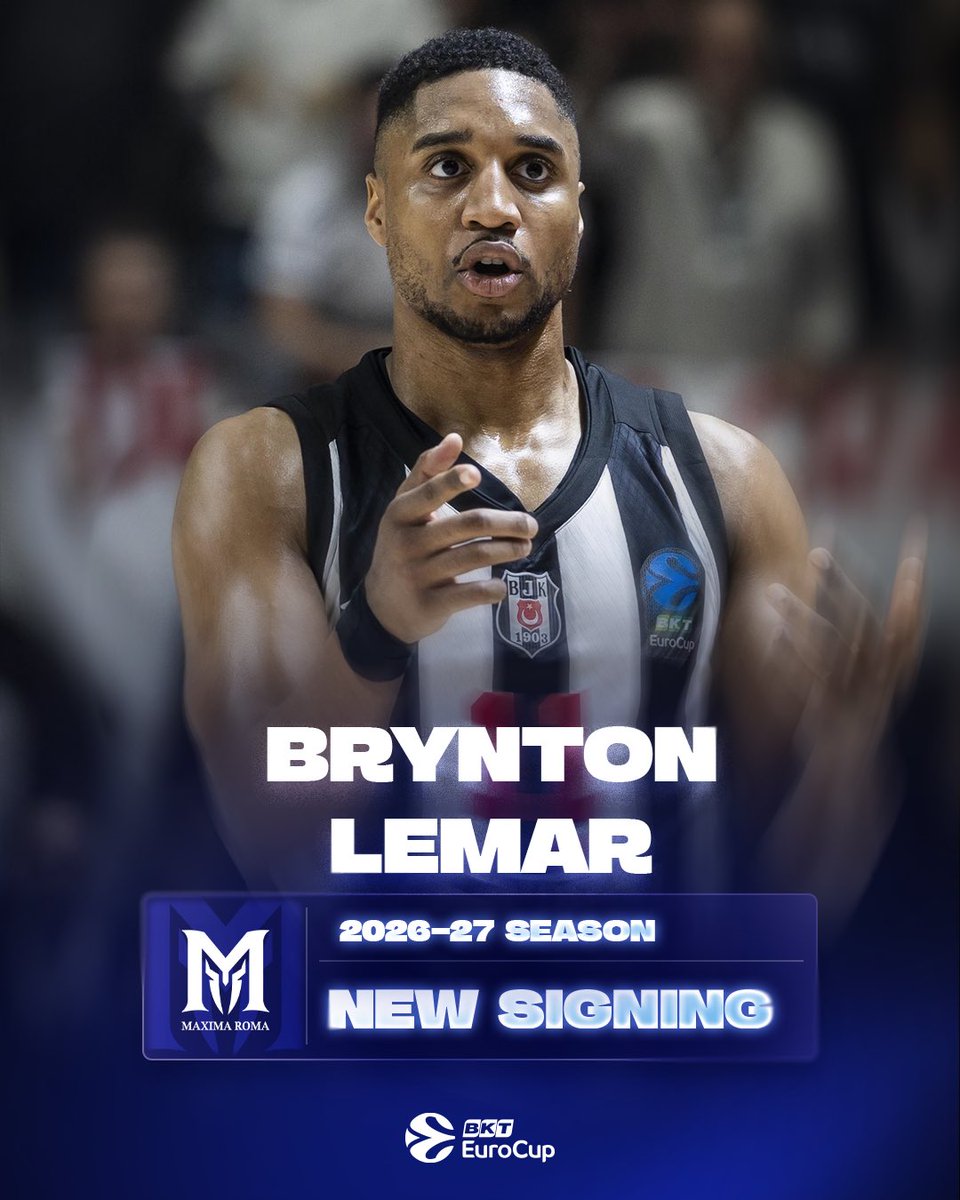 EuroCup's tweet photo. New city, new challenge 🏛️

Brynton Lemar lands at Maxima Roma! 

#RoadToGreatness https://t.co/fyz6A4Srri