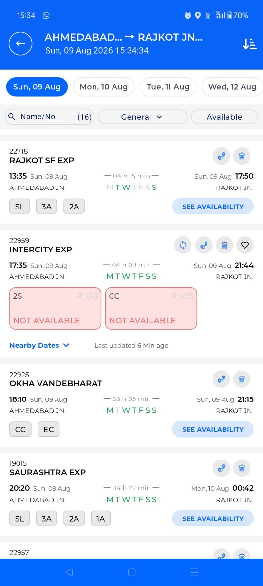 JigneshCha27925's tweet photo. @RailMadad Can you please create a ticket why RailOne App OR IRCTC portal doesn't allow booking for Current availability for ADI to RJT? Train 22959 has 120+ vacant 2S seats. https://t.co/AA9nPtaho3