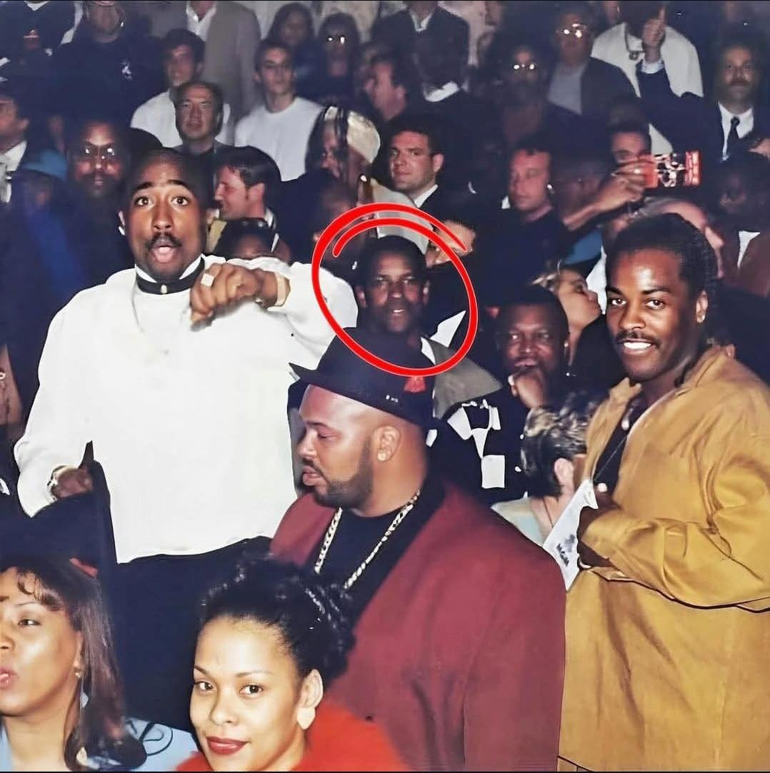 Bigdawg_Fly's tweet photo. Rare photo of 2pac, Suge Knight and Denzel Washington at Tyson vs. Bruno, 1996.🥊🔥 https://t.co/GA9fQhbl11