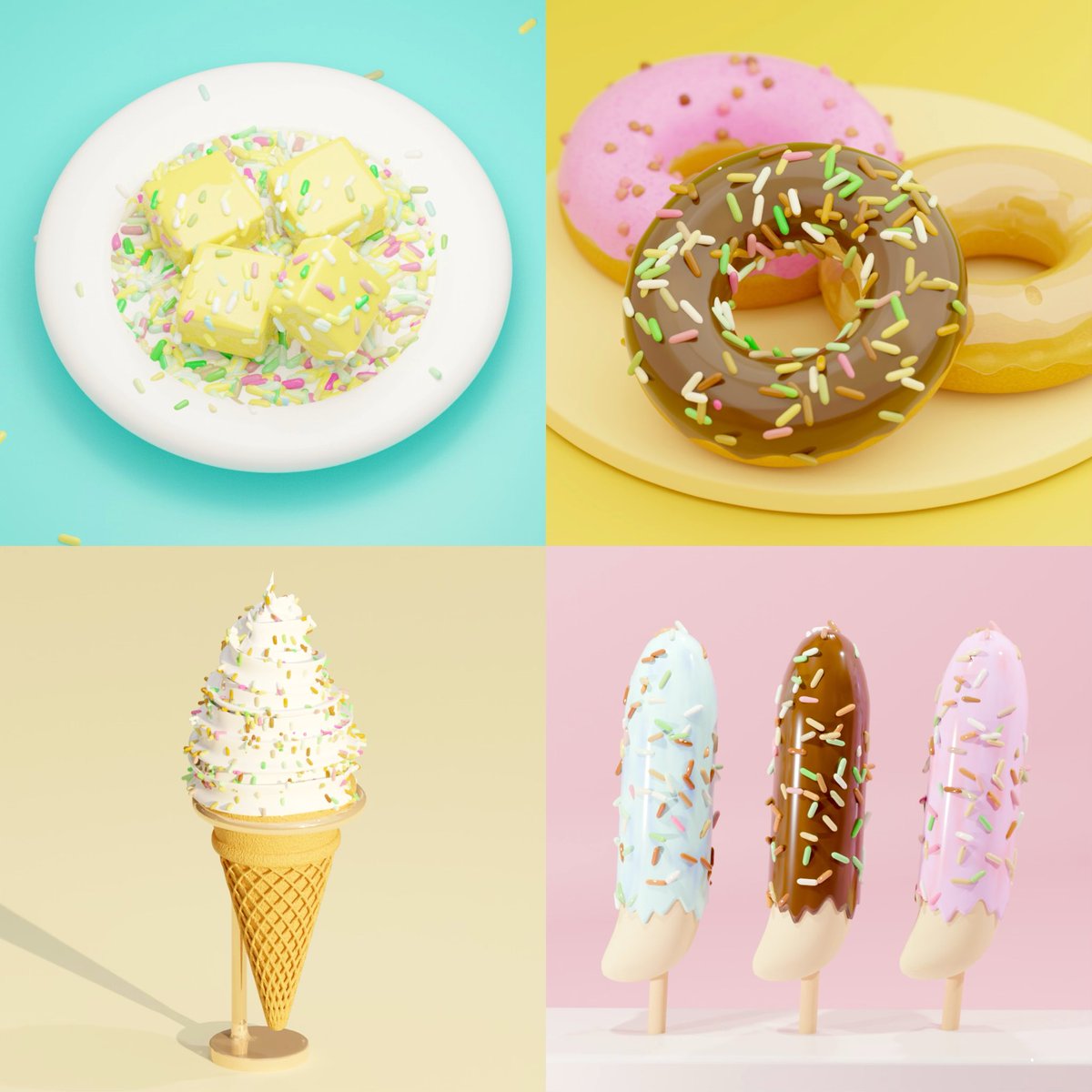 flapoo_3dcg's tweet photo. color spray series🧈🍩🍦🍌
#blender #b3d #3DCG https://t.co/Jw0CWkMaha
