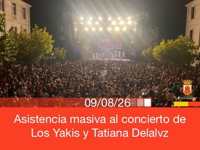 Ayto_SanRoque's tweet photo. 🎵🎶Asistencia masiva al concierto de Los Yakis y Tatiana Delalvz en la Plaza de las Constituciones🔴
El ciclo de conciertos gratuitos “San Roque es Música” concluyó en la noche de este sábado con la actuación de Los Yakis, que tuvieron como telonera a la algecireña Tatiana Delalvz. La Plaza de las Constituciones se abarrotó de público que disfrutó con intensidad de la salsa flamenca que saben bordar como nadie los tres hermanos madrileños.
https://t.co/OfC6IX0Xu5
#SanRoqueMuchoMas
#CanalSanRoqueMultimediaRTVM
CANAL SAN ROQUE & MULTIMEDIA RTVM
MÁS VÍDEOS Y NOTICIAS EN:
https://t.co/QiLc9OWq7e
https://t.co/SJwJ1wANBu