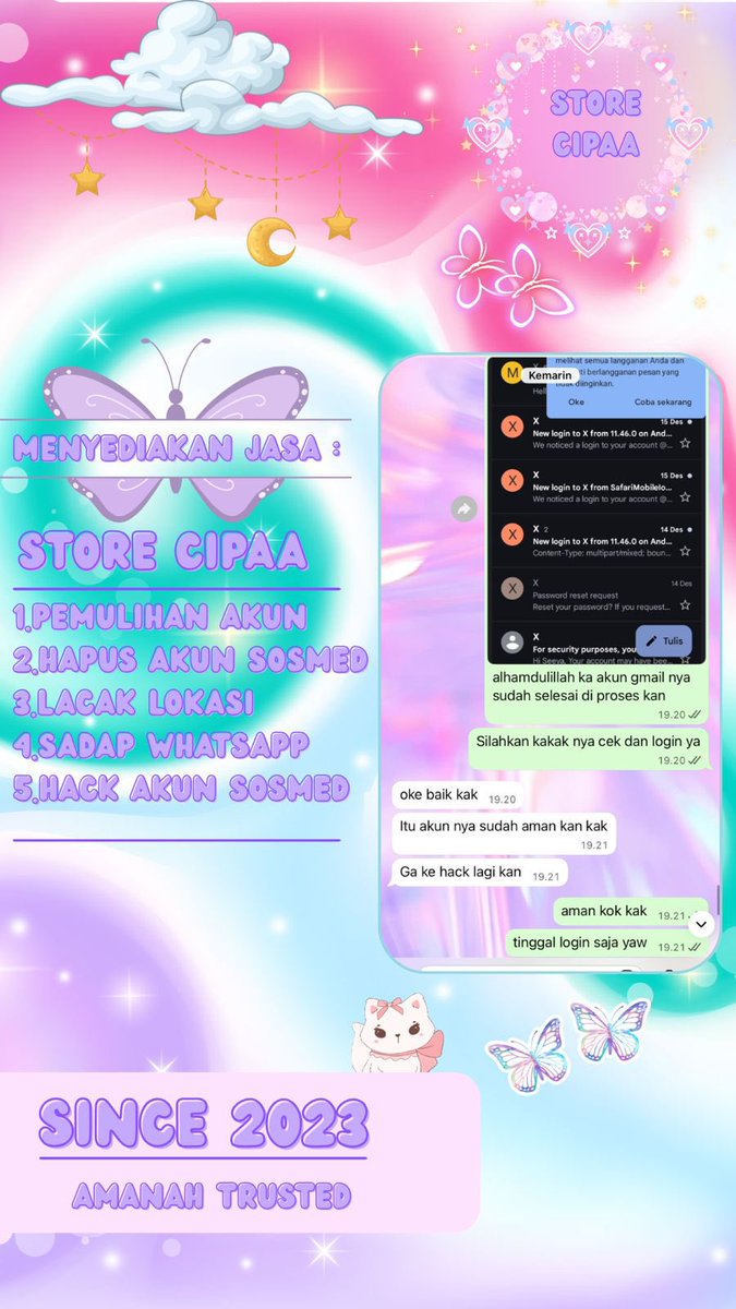 petthals's tweet photo. JASA RECOVERY &amp; DELETE ACCOUNT

>JASA HAPUS AKUN 
>JASA PEMULIHAN AKUN &amp; BALIKIN AKUN LUPA PASWORD/KE HACK
>JASA LACAK LOKASI
>JASA SADAP WA
>JASA LACAK LOKASI NO HP/AKUN/IMEI
>JASA HACK/ JASA PULIHKAN AKUN (EMAIL,IG,WA,TWITER/X, FB,TIKTOK)

HUBUNGI WHATSAPP DI BIO
#zonauang https://t.co/GrC1T1cr62