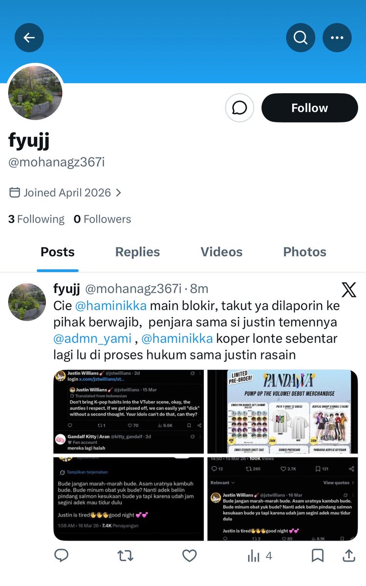haminikka's tweet photo. to @mohanagz367i 

gue bisa aja kirim somasi ke lo atas tuduhan fitnah karena gue ga pernah fitnah justin &amp; akil, bahkan nyebut nama justin di akun ini pun ga pernah. akil cuman gue suruh diam krn dia shifting the topic &amp; malah jadi bikin suasana makin panas https://t.co/pztNwhvP8M