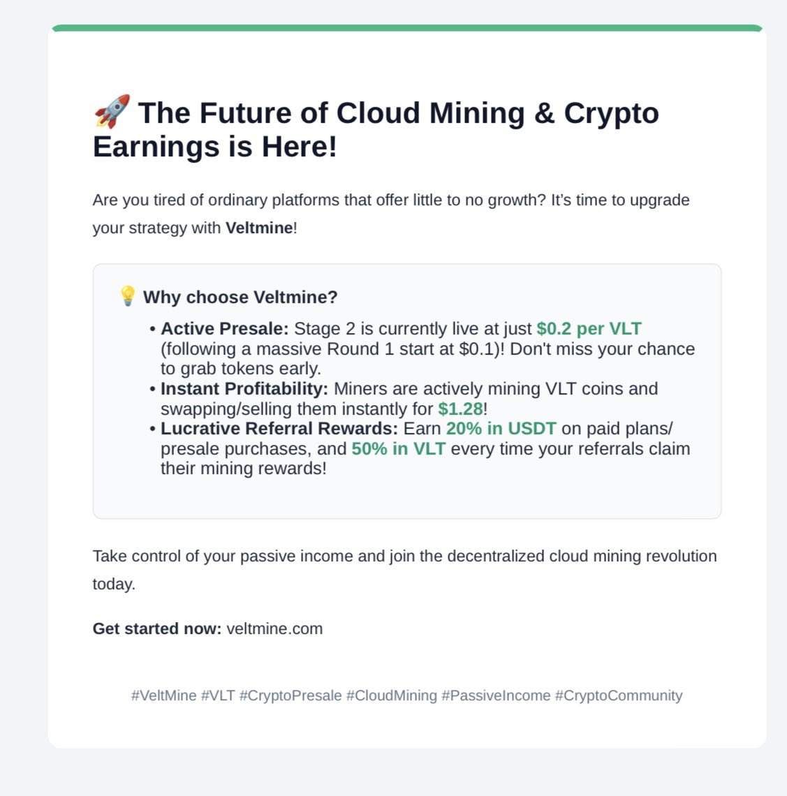 veltmine's tweet photo. 🚀 The Future of Cloud Mining &amp; Crypto Earnings is Here! 🔥 https://t.co/63zZ9nliog