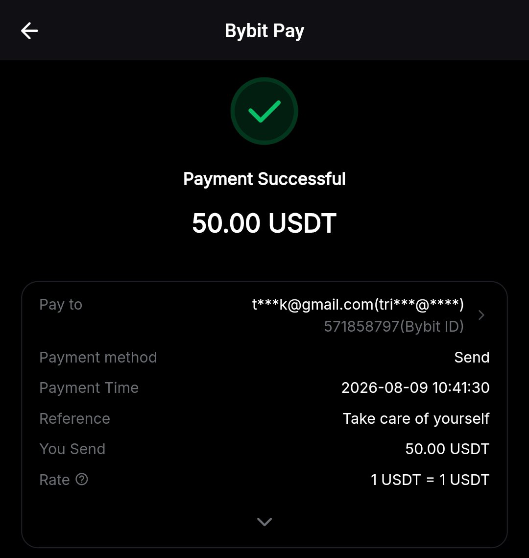 Trihablee's tweet photo. @Bybit_Official My Bybit pay, my story; this is for someone to cherish to take good care of herself...🫶✨
#OneScanAtATime https://t.co/snhuAvFizt