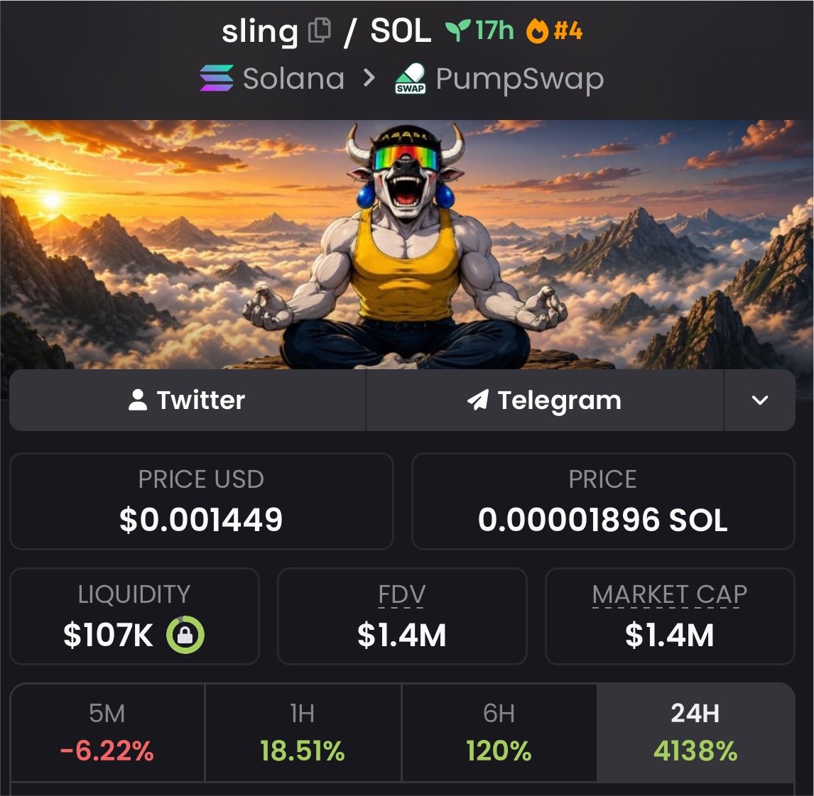 tokenflow1's tweet photo. 1.12x run with my entry on my $sling in my private tg https://t.co/PUStgmPpdq
