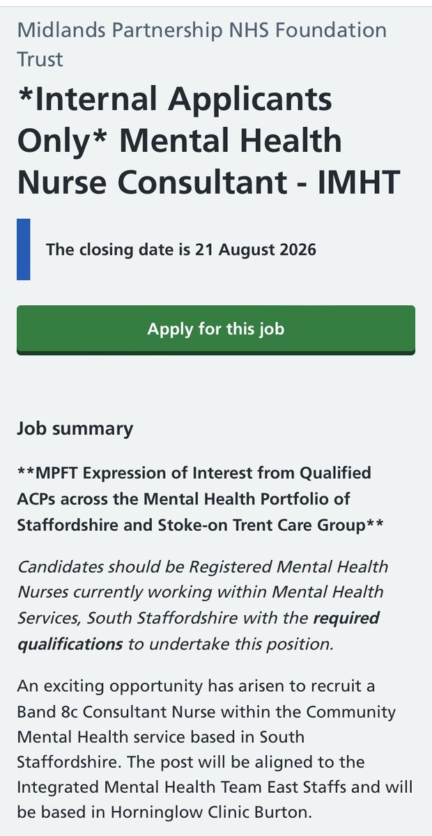 medicalmodelbri's tweet photo. How is this not replacing Drs ? 

Does the @nmcnews regulate nurses working as psychiatrist substitutes?
‘You will act in the role of (or working towards ) Responsible Clinician for a specific caseload of pts, working alongside &amp; COVERING FOR CONSULTANT PSYCHIATRIST COLLEAGUES’ https://t.co/xzKwBviDmK