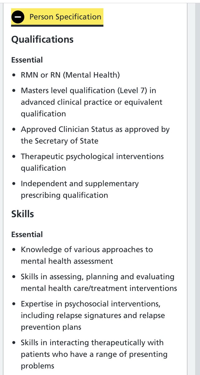 medicalmodelbri's tweet photo. How is this not replacing Drs ? 

Does the @nmcnews regulate nurses working as psychiatrist substitutes?
‘You will act in the role of (or working towards ) Responsible Clinician for a specific caseload of pts, working alongside &amp; COVERING FOR CONSULTANT PSYCHIATRIST COLLEAGUES’ https://t.co/xzKwBviDmK