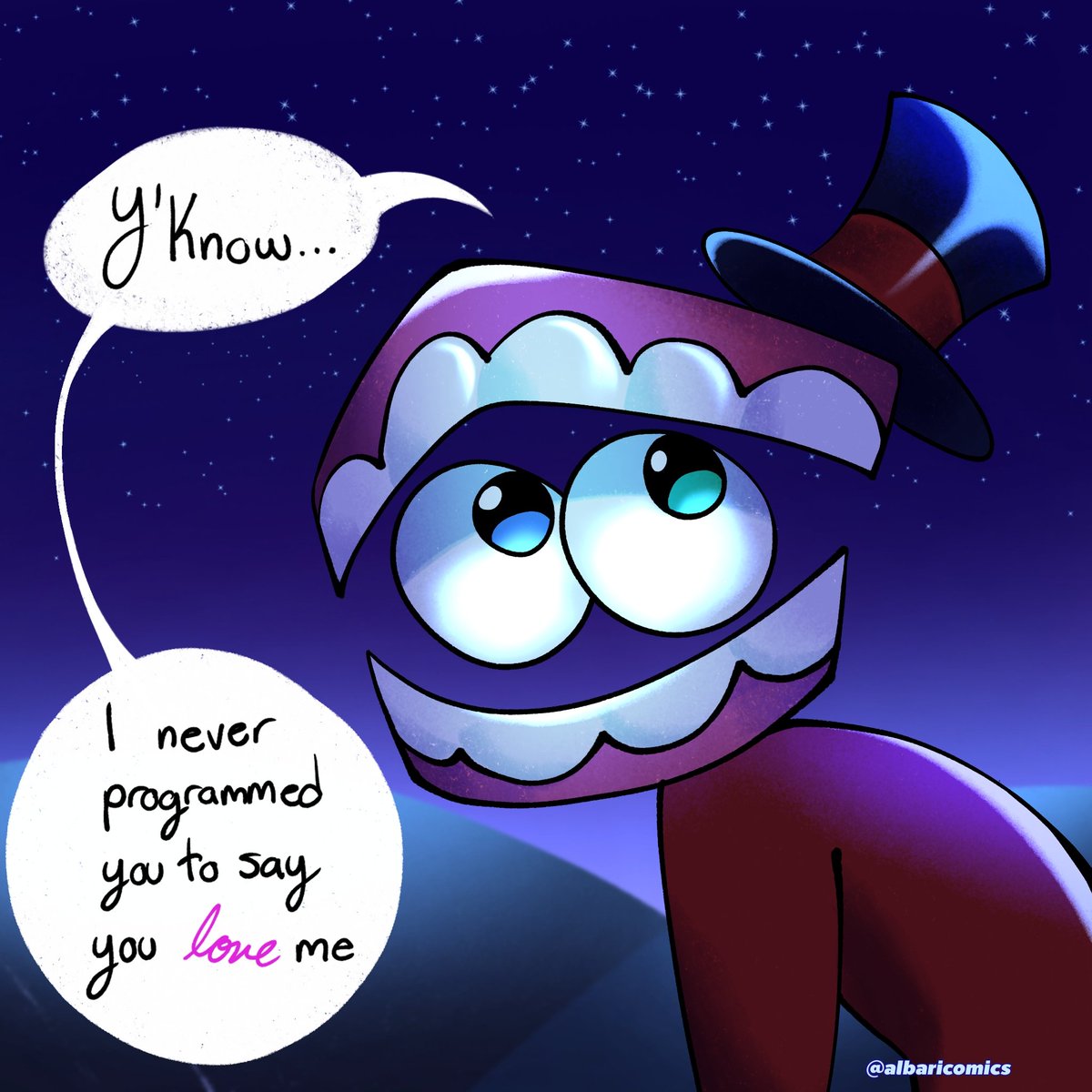 albaricomics's tweet photo. "I never programmed your obsession either..." (1/2) #tadc #caine #moon #bluetooth https://t.co/Pr5kVvQzWx