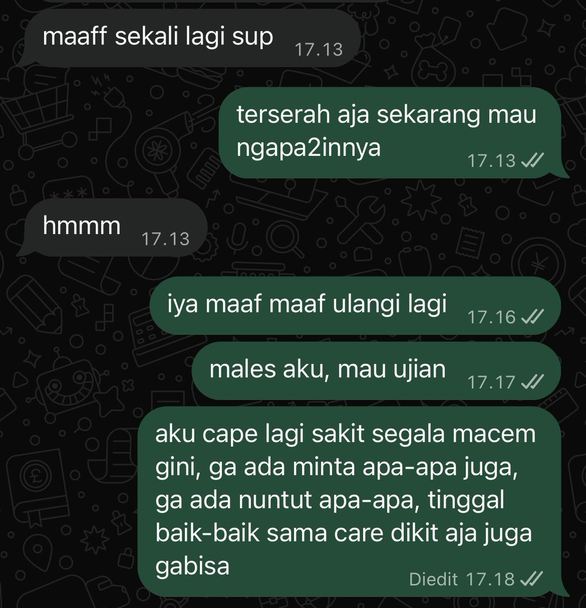 Ur_Ariies's tweet photo. nguras energi bgt sama cowo yg apa-apa harus dibilangin, giliran udah dibilangin ga ngerti-ngerti. orang diluar sana mah mau ujian ditanyain mau apa, abis ujian ditanyain lagi, apa kek, ini peduli aja engga. nunggu gw mati kali ya baru peduli, kalaupun iya https://t.co/lPPo1U7Uxt