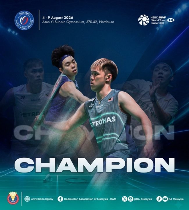 GerbangPost's tweet photo. Kai Wun-Roy King juara Masters Korea https://t.co/XGWQ5sn9k9 #MastersKorea #Juara #Badminton #MalaysiaBoleh #TeeKaiWun https://t.co/1xDYzWBpnN