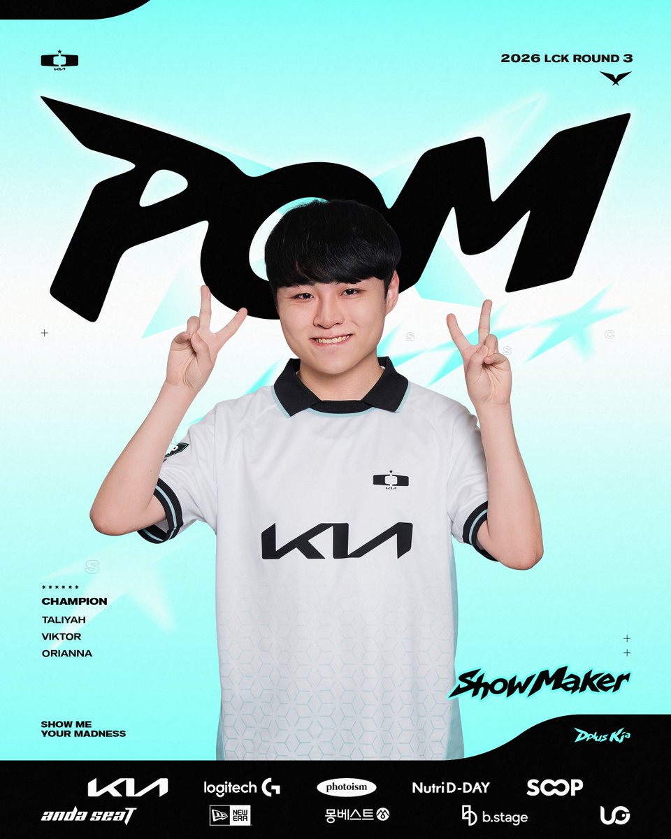DplusKia's tweet photo. [𝟐𝟎𝟐𝟔 𝐋𝐂𝐊 𝐑𝐨𝐮𝐧𝐝 𝟑] vs KT
 
Today's POM: 𝘚𝘩𝘰𝘸𝘔𝘢𝘬𝘦𝘳
나 쇼메이커잖아.
 
#DplusKia #DKWIN #ShowMeYourMadness #LCK https://t.co/WWvo5uL7EO
