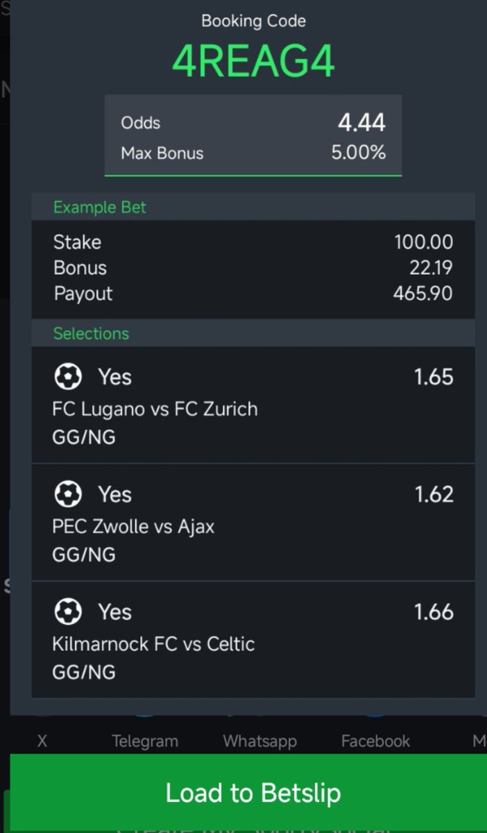 Economist_JW's tweet photo. 4 odds, Miss not🔥

Both team to score🤑

Sporty code: 4REAG4

@LevyKingTips @Palmer_Bets  @odinaka_99  approved🙌💥 https://t.co/SJnbmkhJGJ