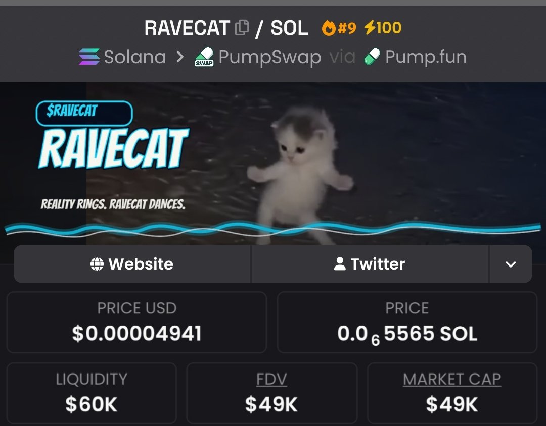 zack_zeus1's tweet photo. Called out #Ravecat at a $49k market cap inside my private Telegram group.
#CryptoPump #Crypto #Altseason #Solana #AltcoinAlert https://t.co/AUrZNiBB84