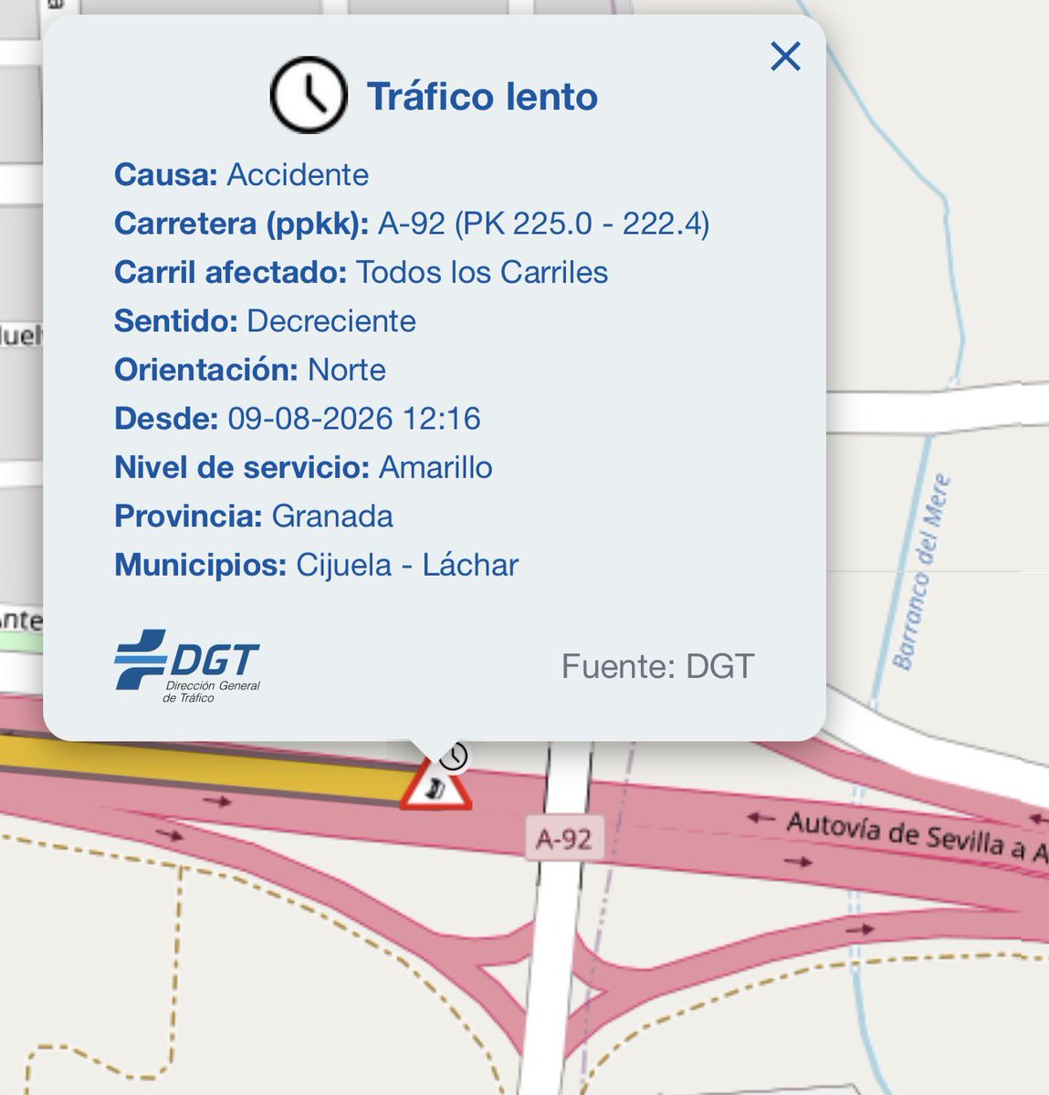 Asvogra's tweet photo. ❗️Ojo❗️Precaución⚠️ conductores que vayan por #A92 dirección Málaga/Sevilla hay retenciones por accidente de tráfico a la altura de #Cijuela km225-222.4 y coche detenido #Lachar
@DGTes @E112Andalucia @EmergenciasGRX https://t.co/6YPdHgJH2a