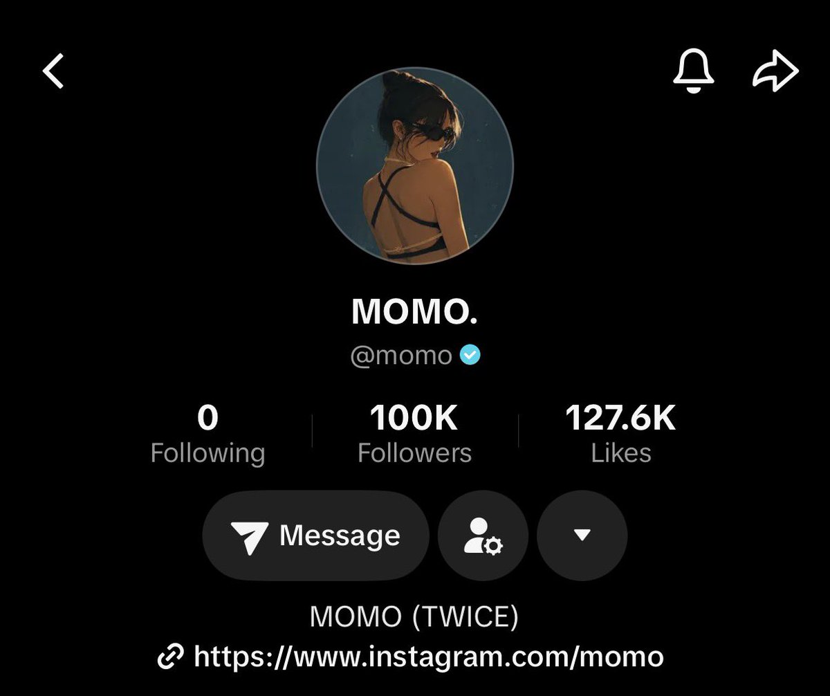 TwiceChartDatas's tweet photo. MOMO has surpassed 100K followers on TikTok.

🔗 https://t.co/ojw0ncrnrJ https://t.co/7OMMtHO10U