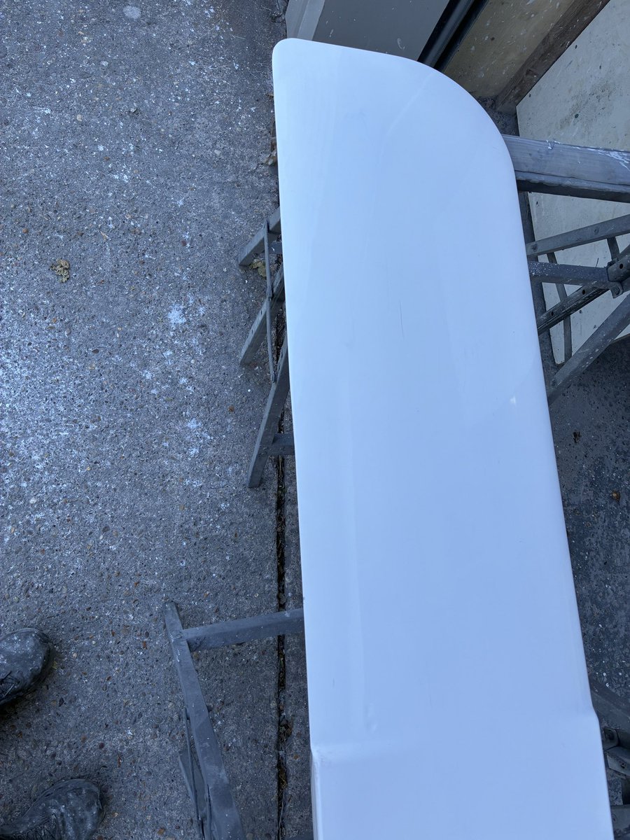 WrComposites's tweet photo. One off our small jobs we do at WR Composites 
A daggred board with some small chips on it, 
The damge at the start dont look a lot of work, however what we need to do to repair properly is more than it looks. 
As always colour made in house for perfect match 🤩 https://t.co/hRBdOFZeRN