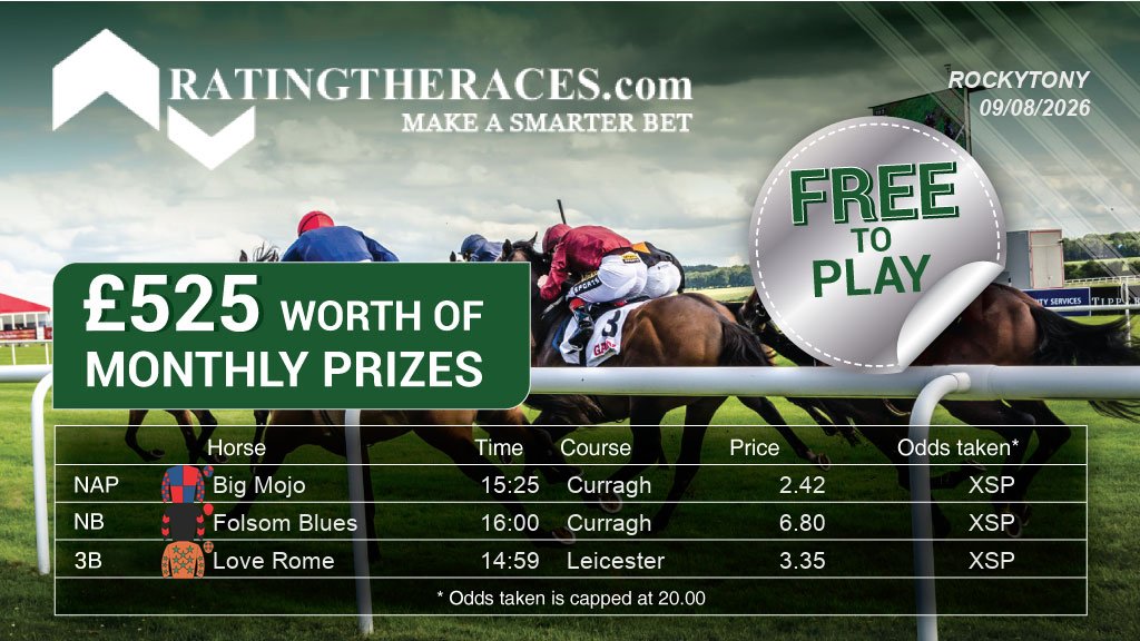 TonyBar06351862's tweet photo. My #RTRNaps are:

Big Mojo @ 15:25
Folsom Blues @ 16:00
Love Rome @ 14:59

Sponsored by @RatingTheRaces

Free to play. Daily Prizes. Enter at @RatingTheRaces. https://t.co/XrxHj0ITaT