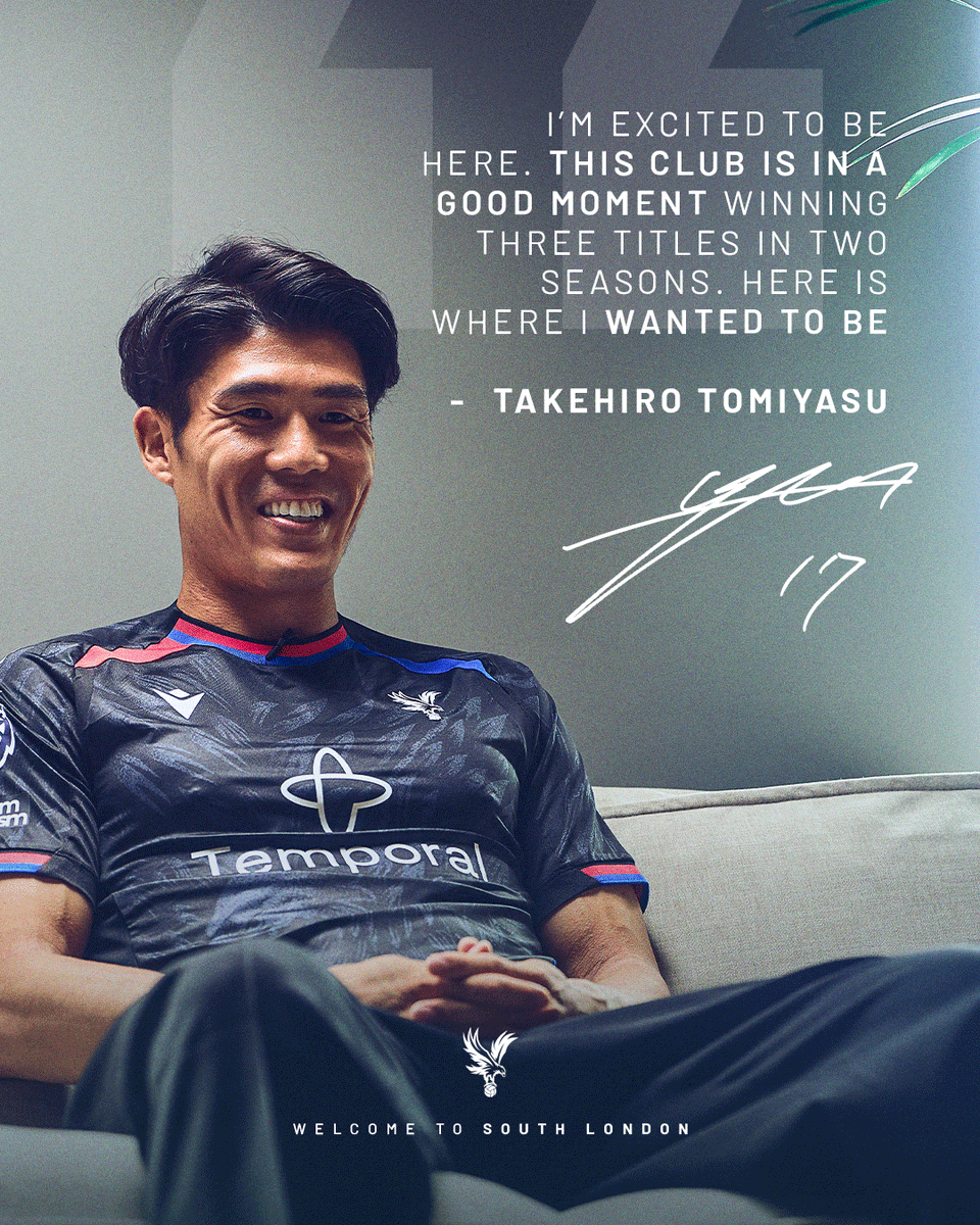 CPFC's tweet photo. Takehiro Tomiyasu, in his own words. 🇯🇵