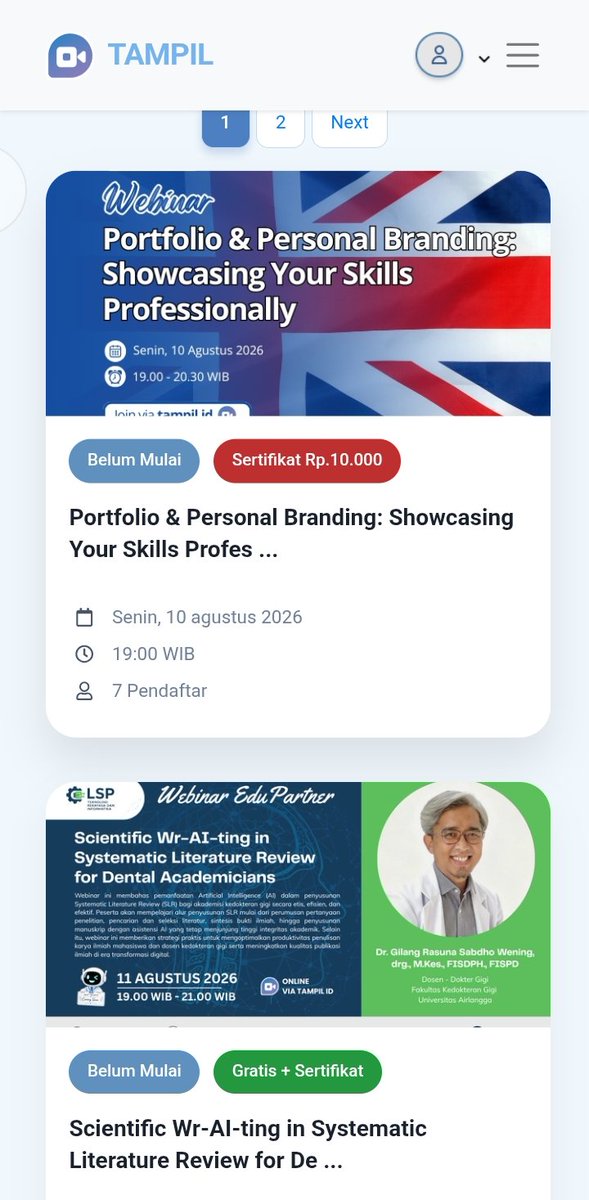 mrsyew's tweet photo. ⚠️ MABA UB YANG LAGI CARI SERTIF WEBINAR GRATIS ⚠️

beberapa hari lalu aku nemuin website https://t.co/fVttnF6MVq yang ngadain webinar gratis!  cukup login pake gmail dan lengkapin profile kalian (biar sertif muncul nama lengkap, bukan nickname)

ini guys contohnya https://t.co/j07L3THKhM