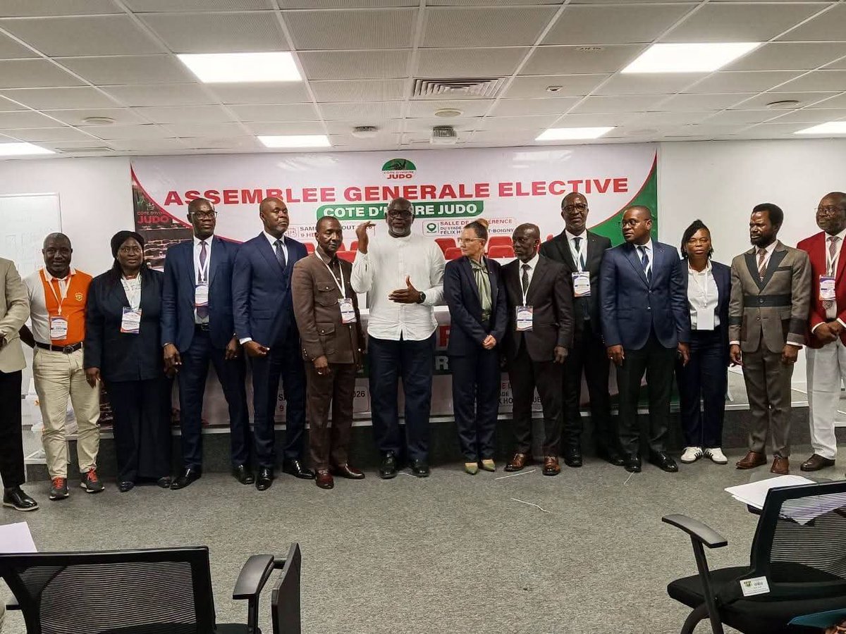 DGSVF225's tweet photo. 🥋 AGE CIV-JUDO : DABONNÉ SEYDOU RÉÉLU À L’UNANIMITÉ
Réélu avec 60 voix sur 60, Dabonné Seydou reconduit à la tête de la Fédération Ivoirienne de Judo lors de l’AGE du 8 août 2026.
33 clubs sur 36 ont participé aux travaux.
#CIVJUDO #DGSVF https://t.co/H4h6kNYAr9