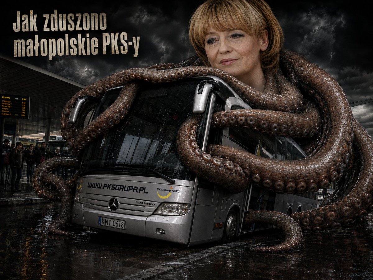 KonradKrajewsk6's tweet photo. W przyszłym tygodniu opowiem Wam jak Łódzka ośmiornica zadusiła PKSy w Małopolsce.

Fundacja Ancora (2005) – Hanna Zdanowska i Anna Midera zasiadają razem we władzach fundacji. W pierwszym okresie reprezentuje ją Józef Gorzelańczyk.

(2011) – Szymon Midera, mąż Anny, trafia do magistratu i koordynuje prace nad polityką właścicielską wobec spółek miejskich. Dostaje z budżetu Łodzi około 158 tys. zł.

Miejskie lotnisko (2017) – Anna Midera zostaje prezesem Portu Lotniczego Łódź. Wynik jej prezesury do 2025 r. to ponad 308 mln zł strat netto i dziesiątki milionów corocznych dopłat z miasta.

 MPK Łódź przejmuje kontrolę nad PKS Nowy Targ, PKS Myślenice i PKS Żywiec. NIK zarzuca niegospodarność na łączną kwotę około 29 mln zł. Wszystkie trzy spółki kończą w upadłości.

W Radzie Nadzorczej PKS Nowy Targ w okresie restrukturyzacji i tuż przed upadłością pojawia się Józef Gorzelańczyk – człowiek z pierwszych miesięcy działania Fundacji Ancora.