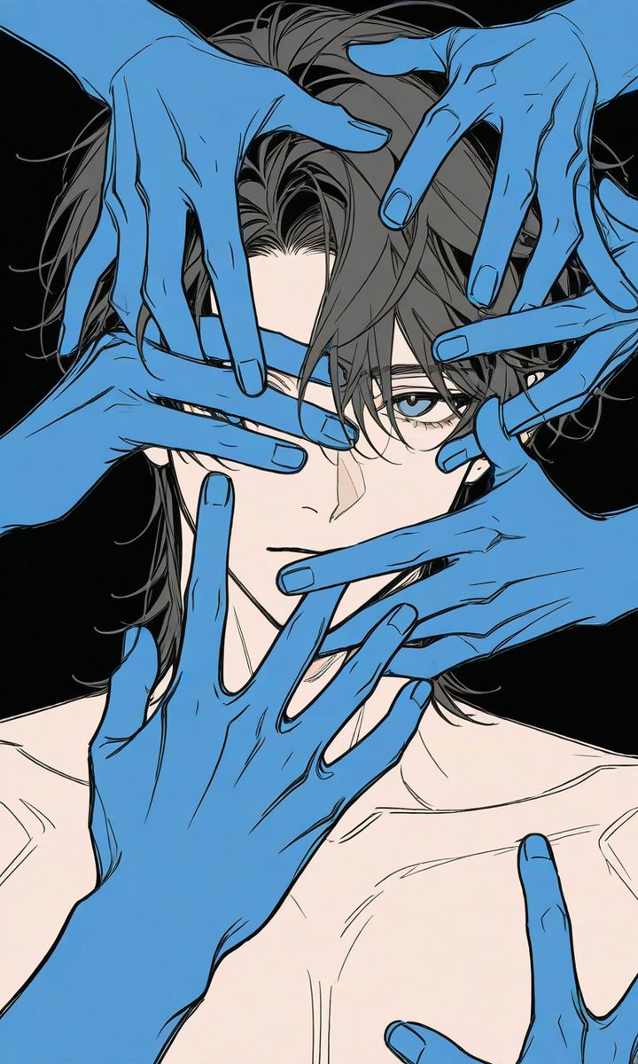 rio_o_0_O's tweet photo. 【プロンプト配布🪬】

お手々にさわさわされるプロンプト👐
引用で見せてくださると嬉しいです✨
(F外◎)

デフォで上裸&amp;無表情なのでお好みで変更してください💙背景色は特に指定してないので高頻度で⬜️⬛️🟦になります
※何故か♀は♂になりがち😭

1枚目：👅なし
2枚目：👅あり https://t.co/lRkI6GPyxv
