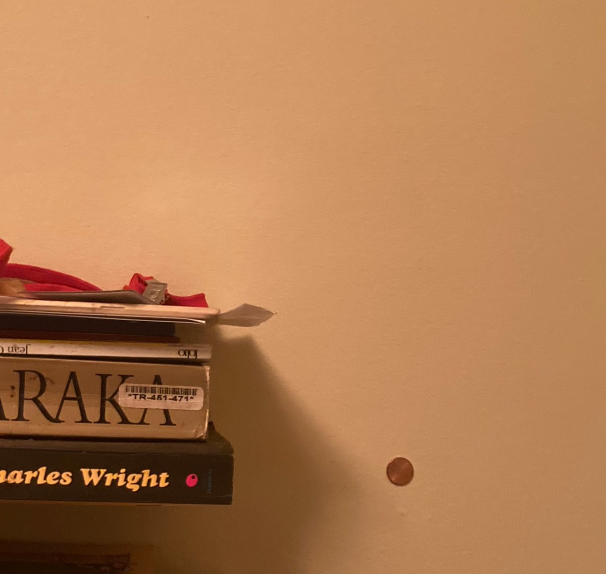 Harmony_Holiday's tweet photo. 4 AM after a 12 hr day decided to try the break the matrix trend and stick a penny to the wall. Over for these heaux, 8.8 portal works, we free #beserious #dictionaryofimaginaryplaces https://t.co/65SrAzc7Jn