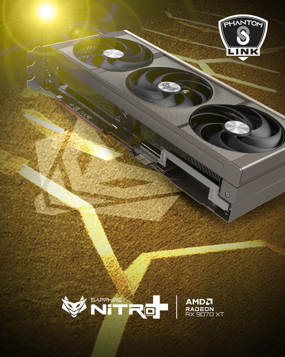 SapphireTech's tweet photo. Our PhantomLink Edition – the SAPPHIRE NITRO+ AMD Radeon RX 9070 XT upgraded. Cable-free GPU. Real-time power protection monitoring. Thinner, more efficient graphene thermal interface.
.
.
#Phantomlink #GPU #graphicscard #AMD #Radeon #gaming #hardware https://t.co/53TmnxR3R2