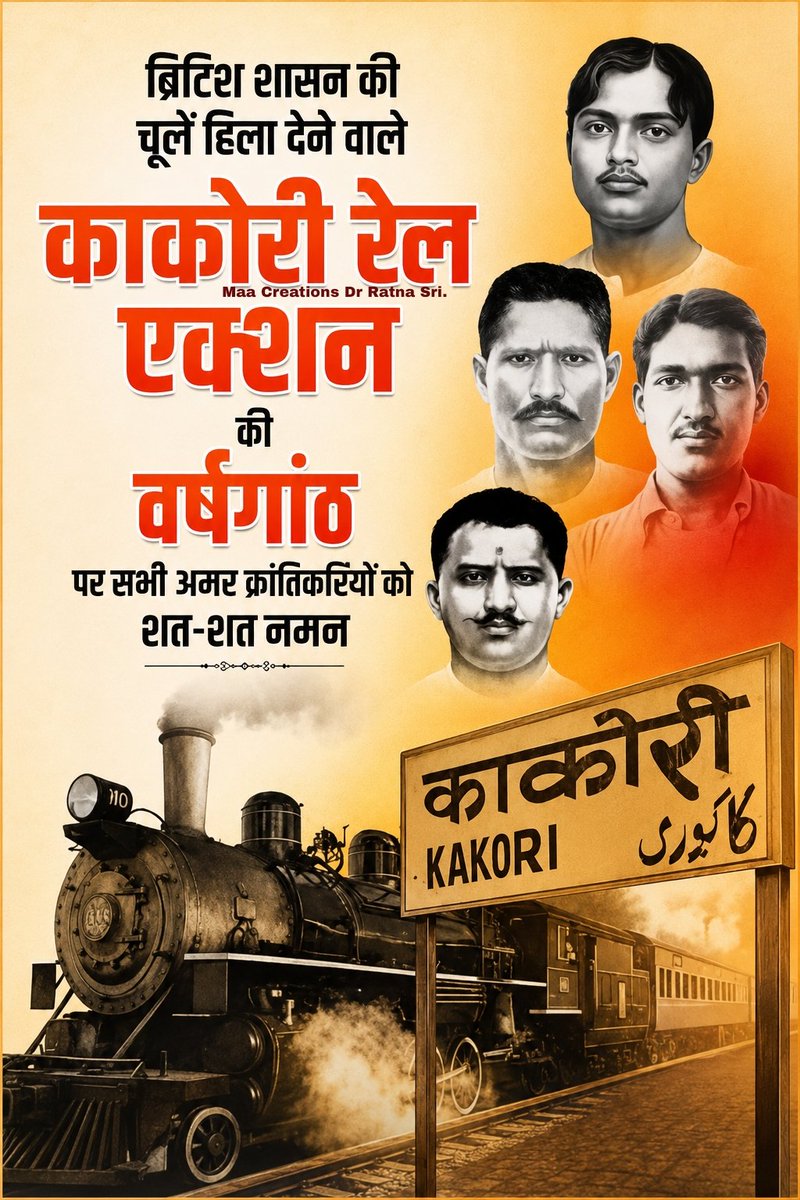 RatnaTdr's tweet photo. @rashtrapatibhvn
@narendramodi
@myogiadityanath
@mygovindia
@AmritMahotsav
@PIB_India
@transforming_up
@transformIndia
#kakori
ब्रिटिश हुकूमत की चूलें हिला देने वाले काकोरी रेल एक्शन की वर्षगांठ पर सभी अमर वीर क्रांतिकारियों को शत - शत कोटि सादर नमन-वंदन 
#काकोरीरेलएक्शन https://t.co/gJQAj1nYKo