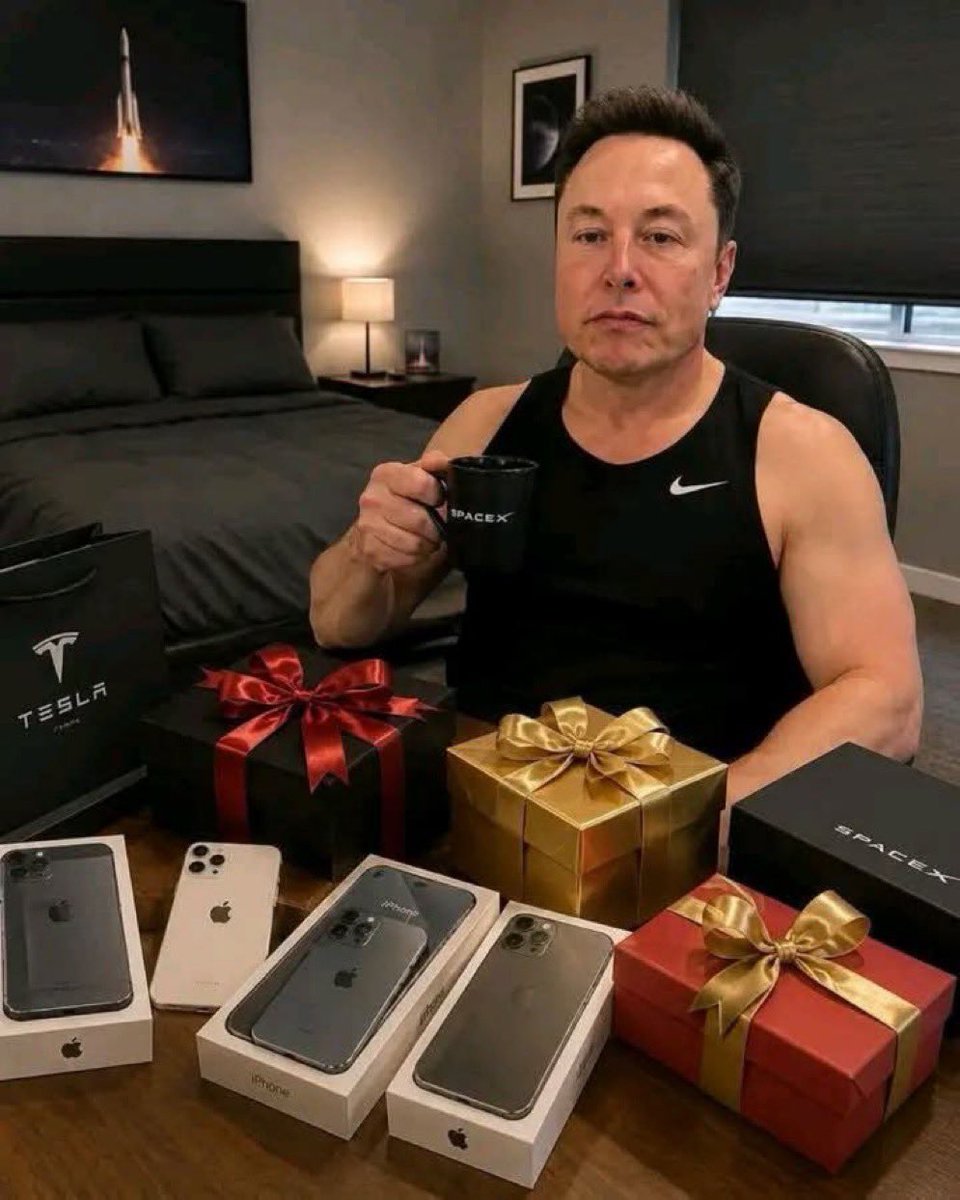 RealElonFan16's tweet photo. Be honest 👇 

🎁 If Elon handed you ONE gift from this table, which would you choose?

A) iPhone 📱
B) Tesla 🚗
C) SpaceX tour 🚀
D) Tesla stock 📈 https://t.co/ZCxAmAmglG