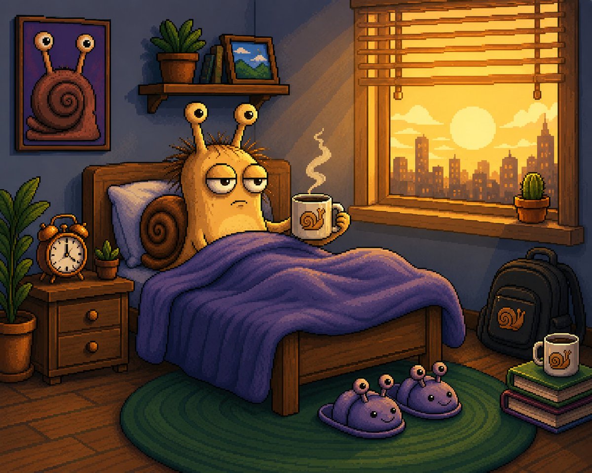 PixelSnailz's tweet photo. gm 🐌

something's cooking

probably coffee 🐌☕

#PixelSnailz #PixelArt  #RobinhoodChain #opensea https://t.co/eJtd7VqSbA